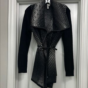 Elegant Black and Gray Women's Cardigan